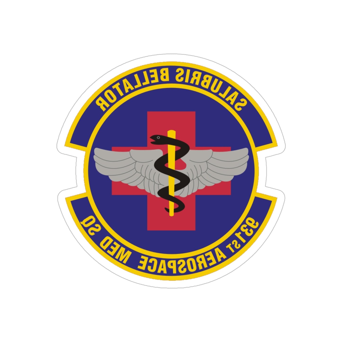 931 Aerospace Medicine Squadron AFRC (U.S. Air Force) REVERSE PRINT Transparent STICKER-5" × 5"-The Sticker Space