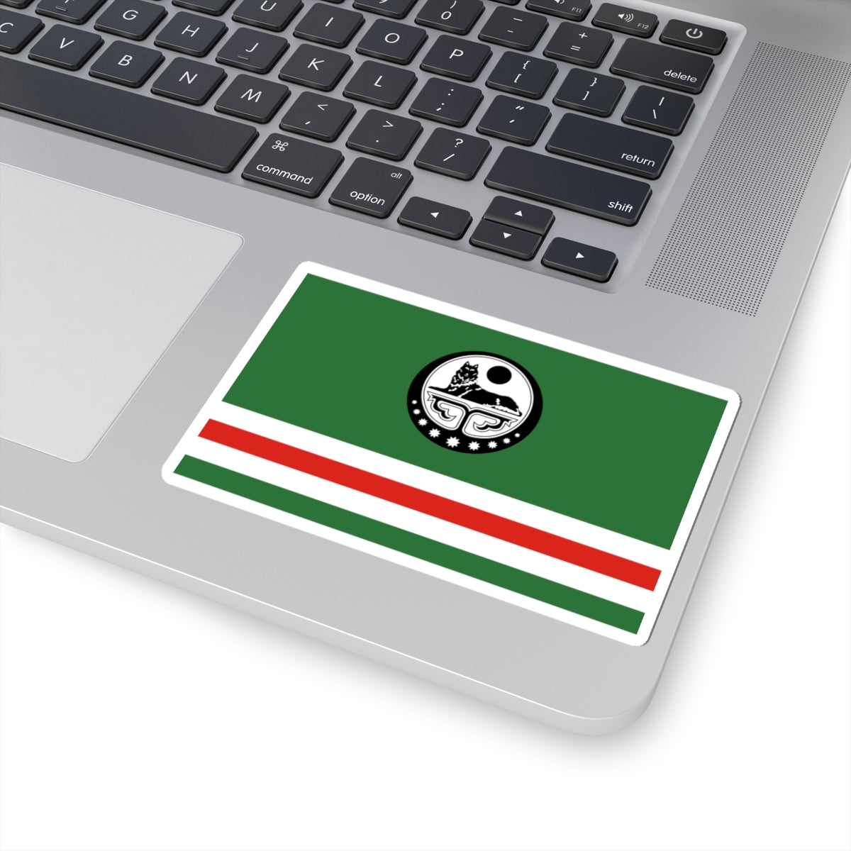 Flag of Chechen Republic of Ichkeria with Coat of Arms (Russia) STICKER Vinyl Kiss-Cut Decal