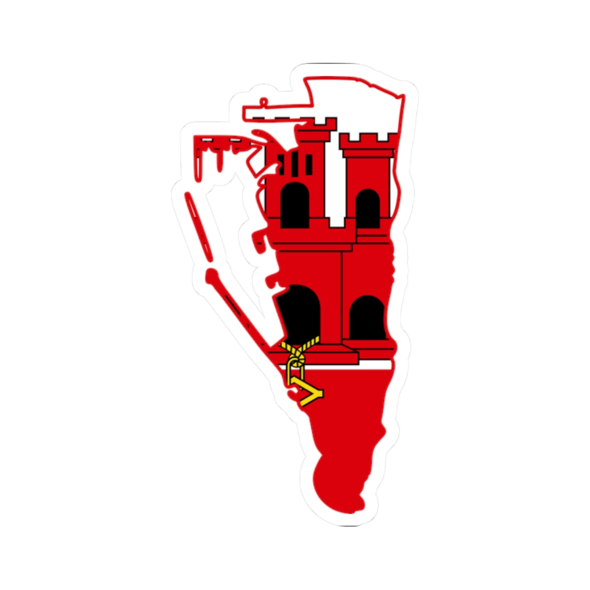 Flag map of Gibraltar (United Kingdom) STICKER Vinyl Kiss-Cut Decal