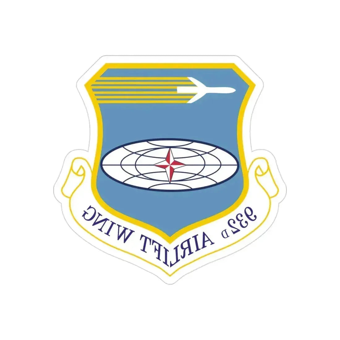 932 Airlift Wing AFRC (U.S. Air Force) REVERSE PRINT Transparent Die-Cut STICKER 3 Inch Die-Cut Transparent - The Sticker Space