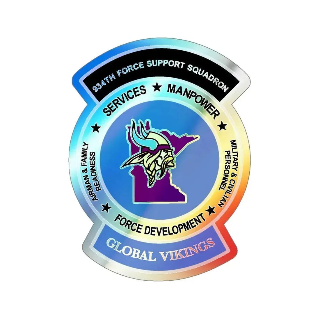 934th Force Support Sq. GLOBAL VIKINGS (U.S. Air Force) Holographic STICKER Die-Cut Vinyl Decal 5 Inch Holographic - The Sticker Space