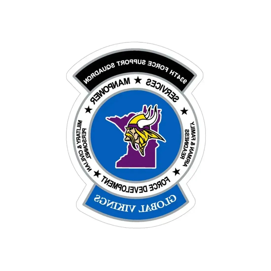 934th Force Support Sq. GLOBAL VIKINGS (U.S. Air Force) REVERSE PRINT Transparent Die-Cut STICKER 4 Inch Die-Cut Transparent - The Sticker Space