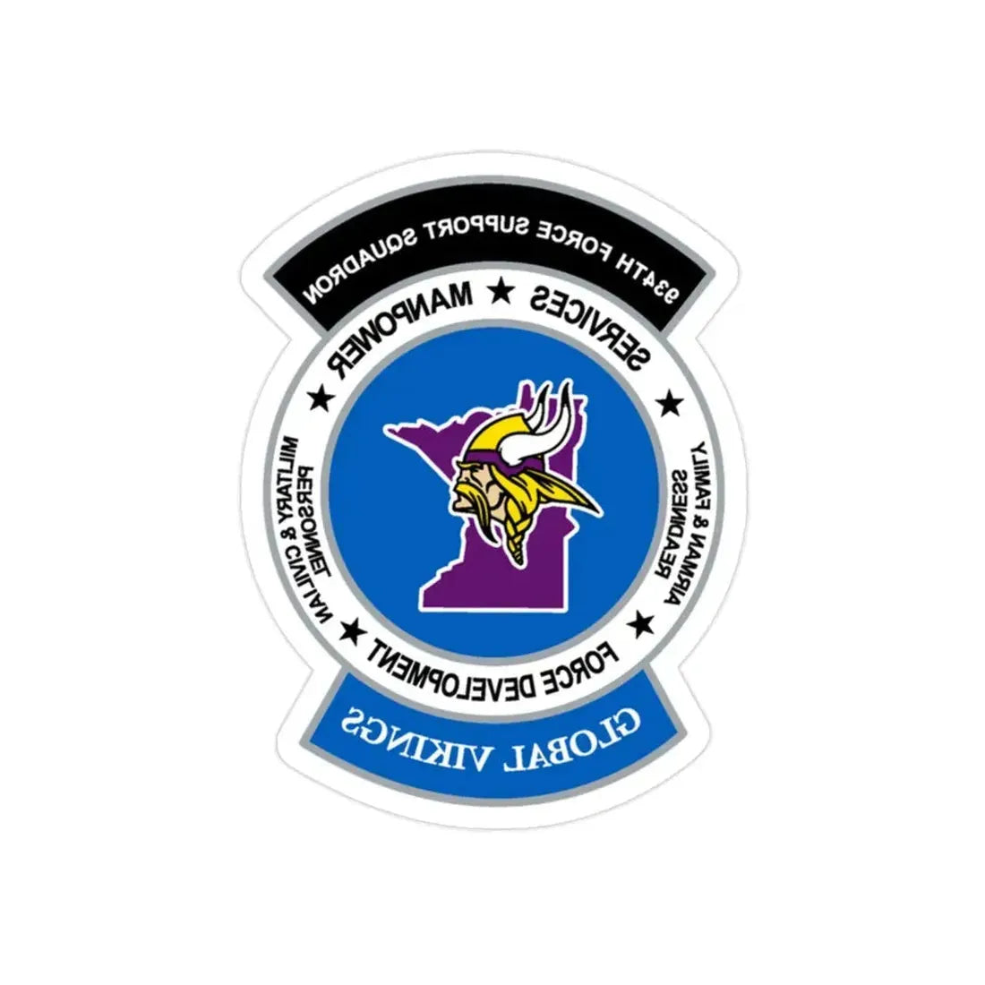 934th Force Support Sq. GLOBAL VIKINGS (U.S. Air Force) REVERSE PRINT Transparent Die-Cut STICKER - The Sticker Space