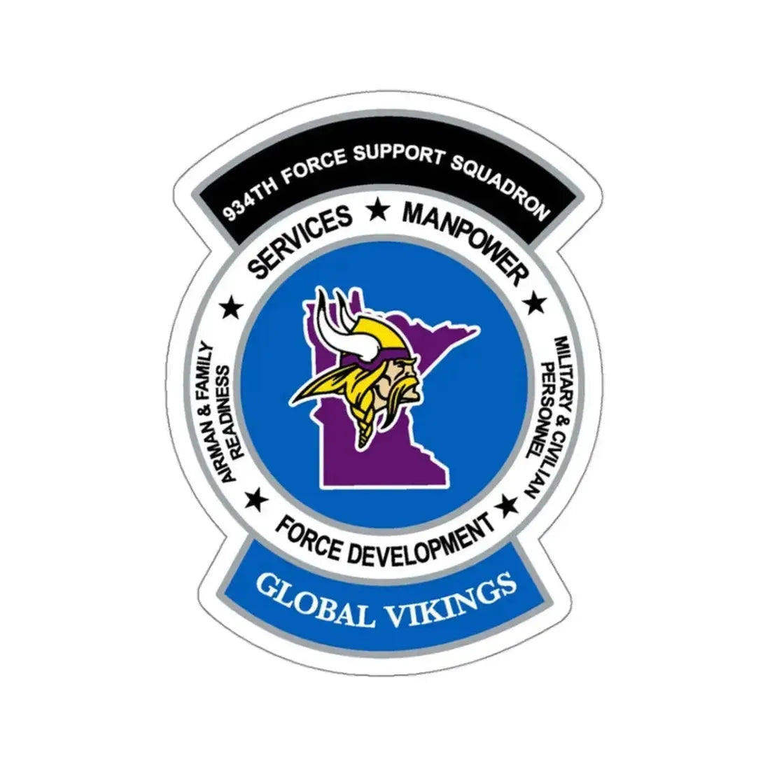 934th Force Support Sq. GLOBAL VIKINGS (U.S. Air Force) STICKER Vinyl Kiss-Cut Decal 3 Inch White - The Sticker Space
