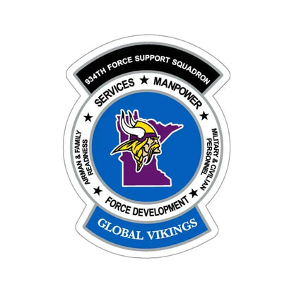 934th Force Support Sq. GLOBAL VIKINGS (U.S. Air Force) STICKER Vinyl Kiss-Cut Decal 3 Inch White - The Sticker Space