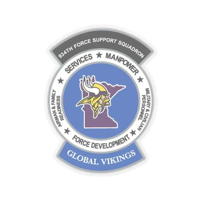 934th Force Support Sq. GLOBAL VIKINGS (U.S. Air Force) STICKER Vinyl Kiss-Cut Decal 4 Inch Transparent - The Sticker Space