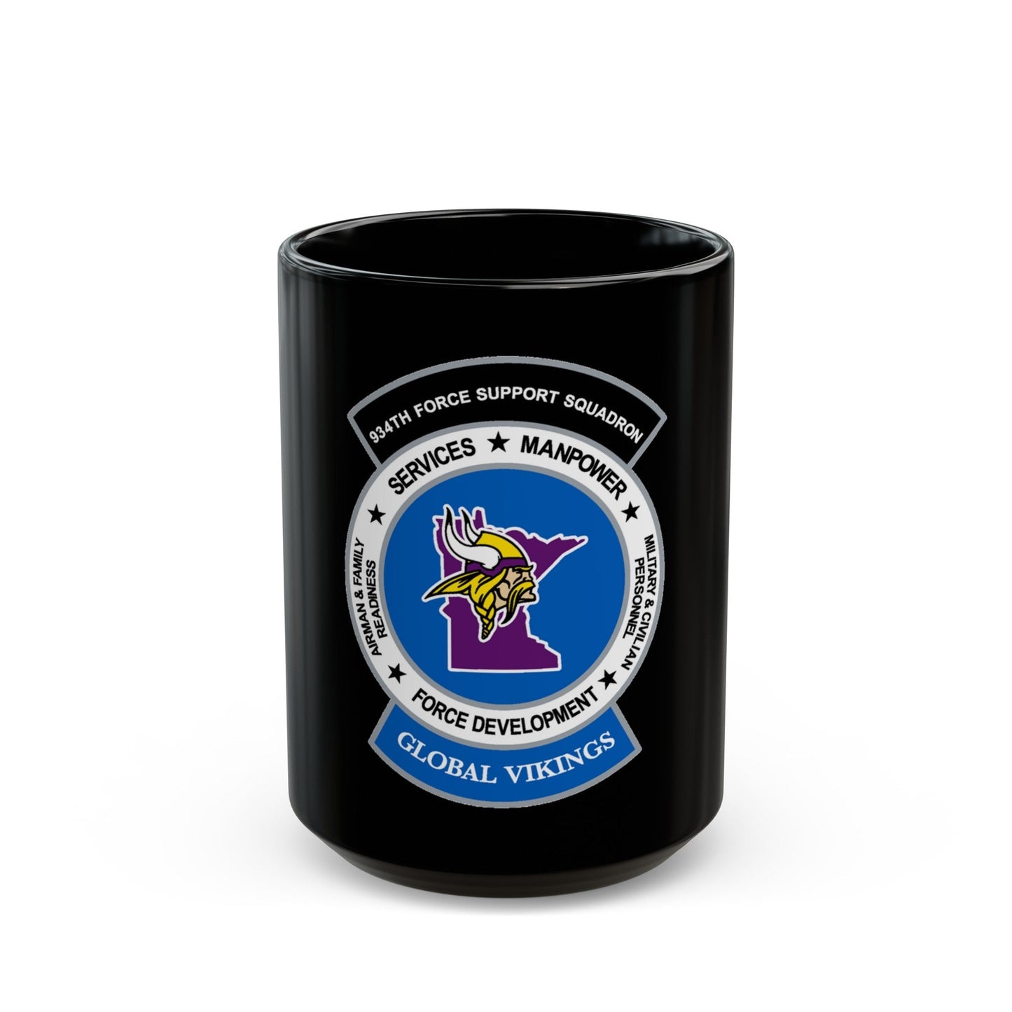 934th Force Support Sq. GLOBAL VIKINGS (U.S. Air Force) Black Coffee Mug-15oz-The Sticker Space