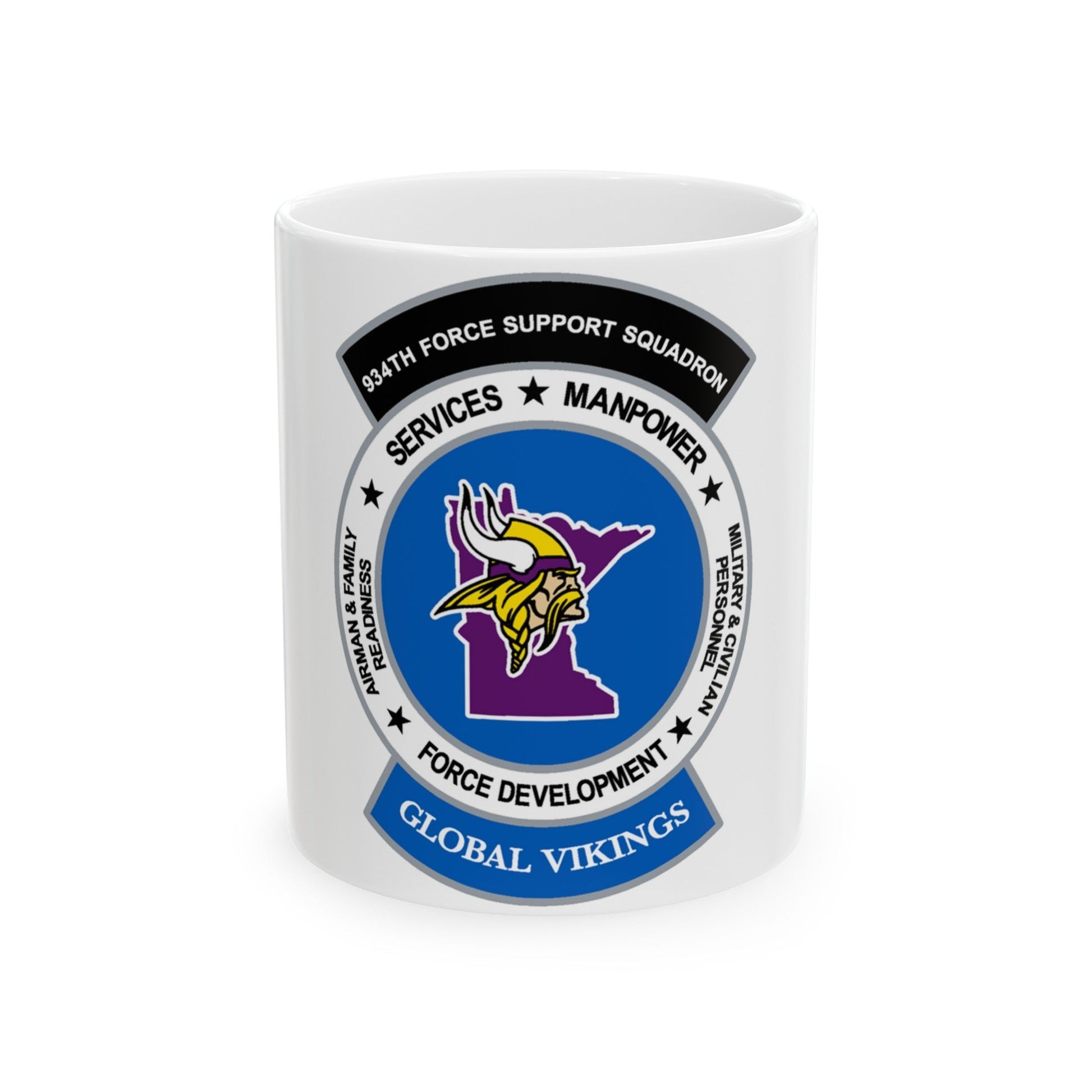 934th Force Support Sq. GLOBAL VIKINGS (U.S. Air Force) White Coffee Mug-11oz-The Sticker Space