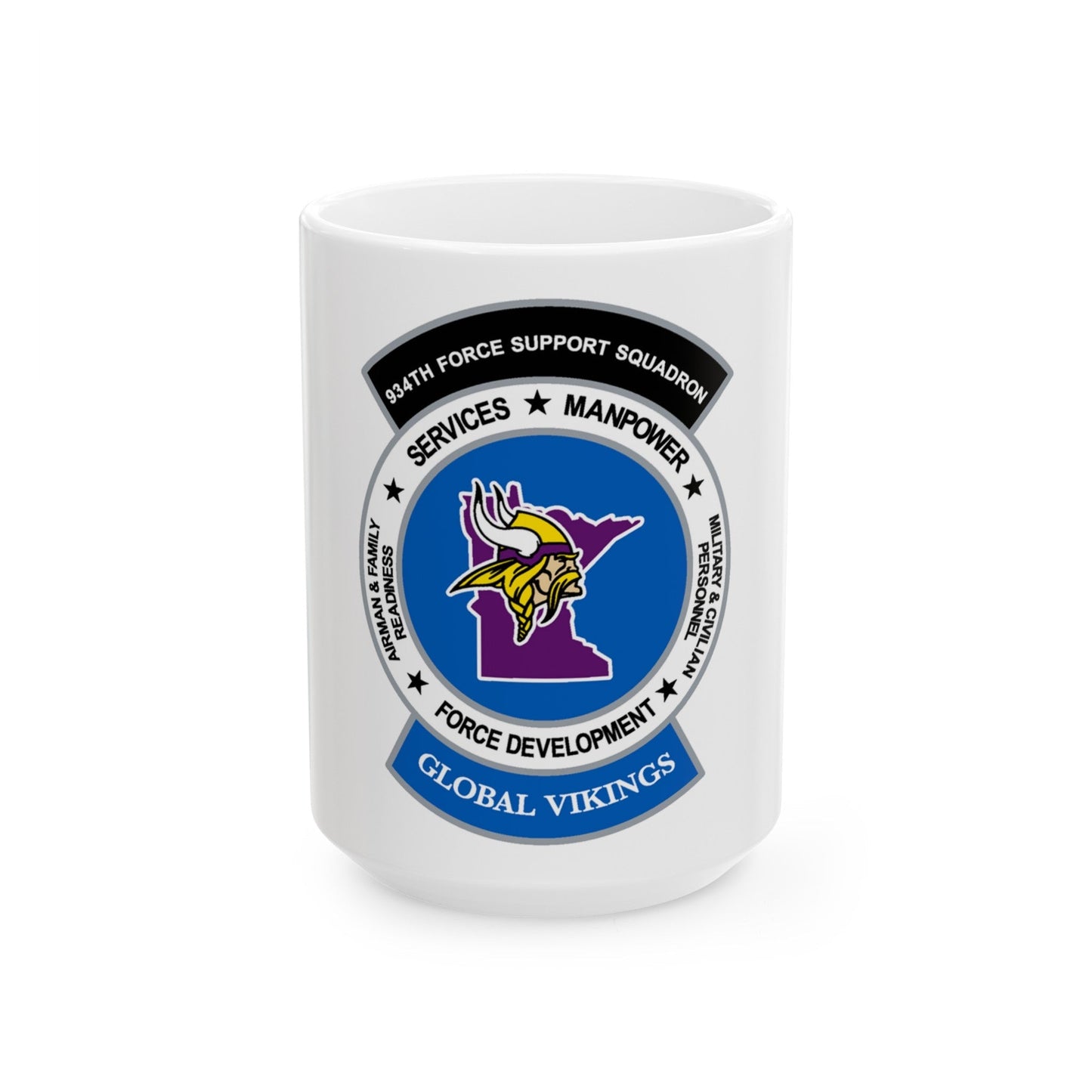 934th Force Support Sq. GLOBAL VIKINGS (U.S. Air Force) White Coffee Mug-15oz-The Sticker Space