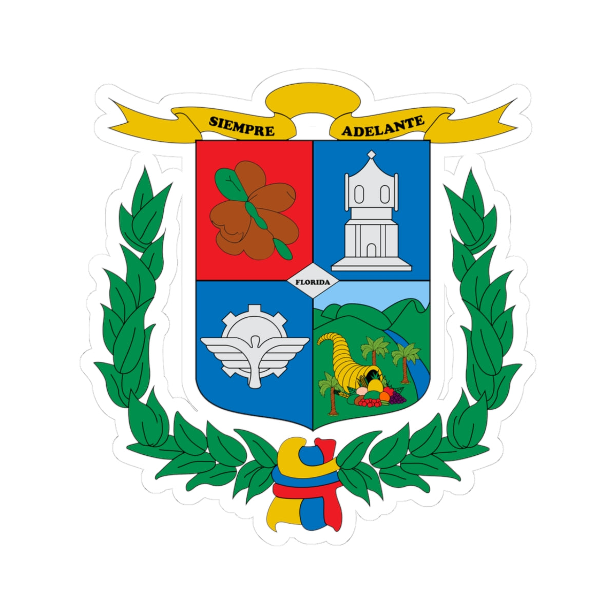 Escudo de Florida Valle del Cauca (Colombia) (Coat of Arms) STICKER Vinyl Kiss-Cut Decal