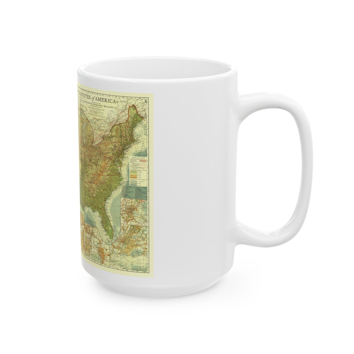 USA - The United States (1923) (Map) White Coffee Mug-The Sticker Space