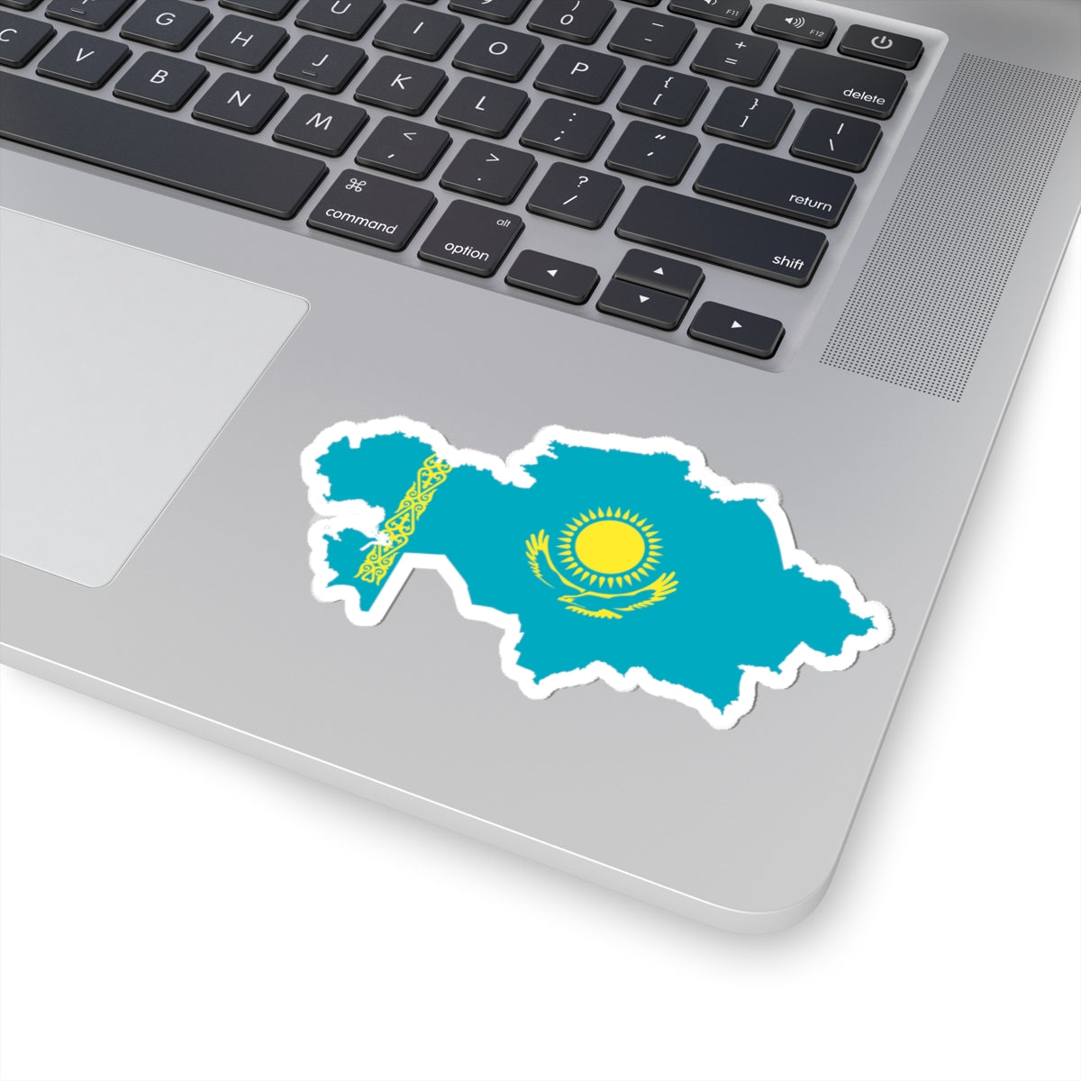 Flag-map of Kazakhstan precise boundaries (Kazakhstan) STICKER Vinyl Kiss-Cut Decal