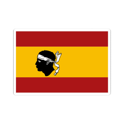 Flag of Spain with a Moors head in the center (Spain) STICKER Vinyl Kiss-Cut Decal