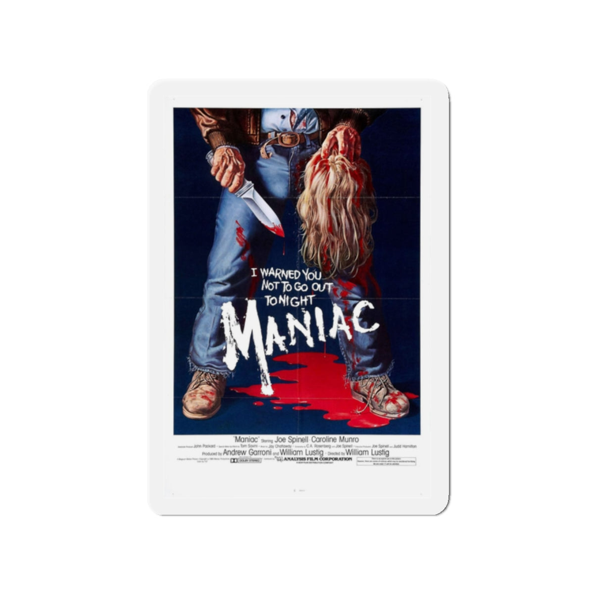 MANIAC 1980 Movie Poster - Refrigerator Magnet-2" x 2"-Die-Cut-1 pc-The Sticker Space