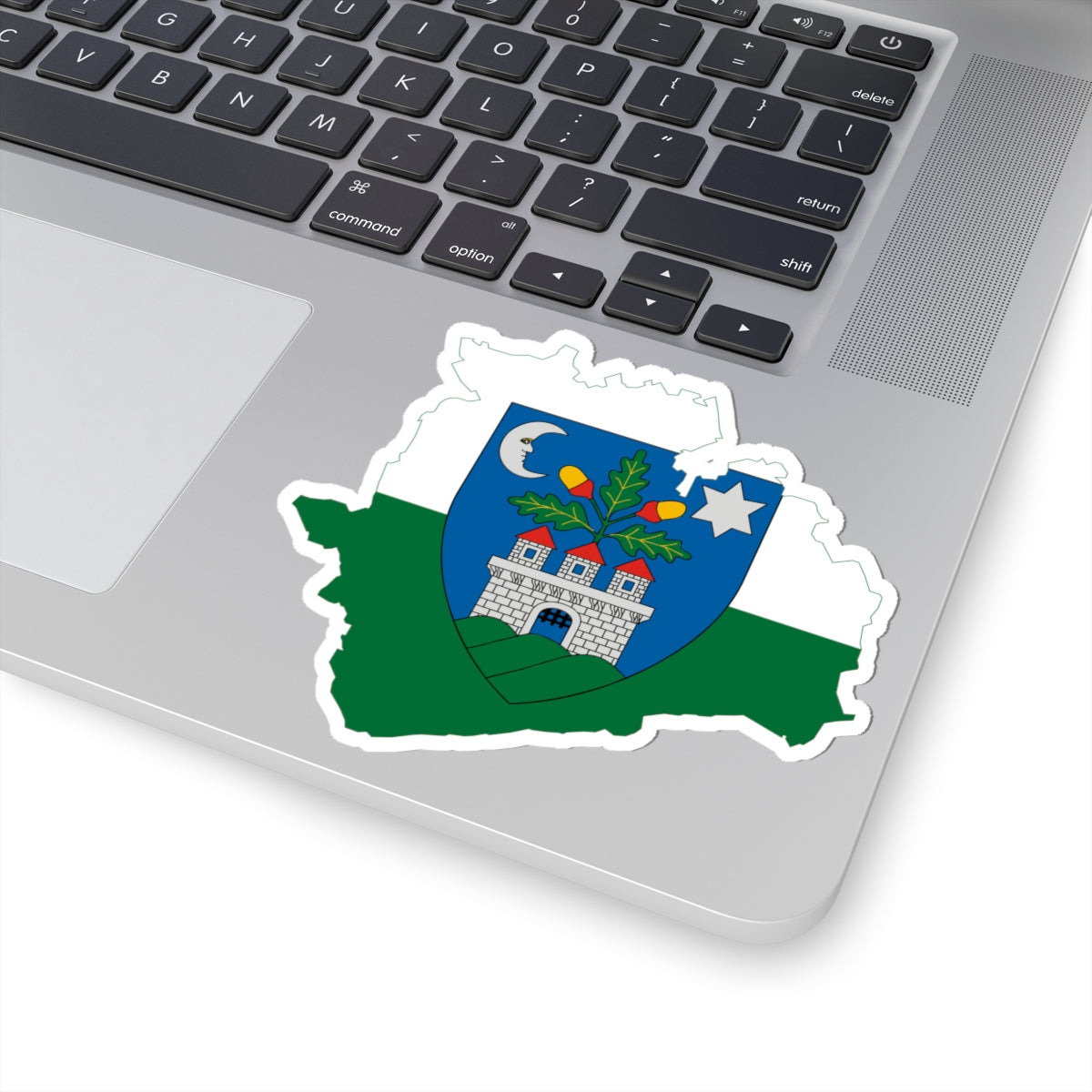 Flag-map of Veszprem County (Hungary) STICKER Vinyl Kiss-Cut Decal