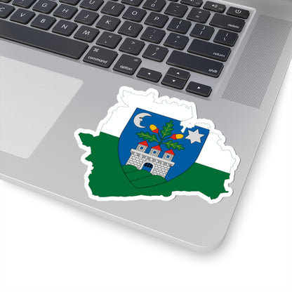 Flag-map of Veszprem County (Hungary) STICKER Vinyl Kiss-Cut Decal