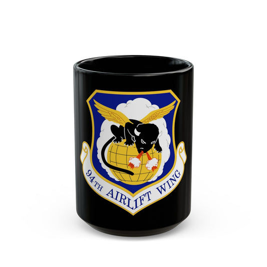 94th Airlift Wing (U.S. Air Force) Black Coffee Mug-15oz-The Sticker Space