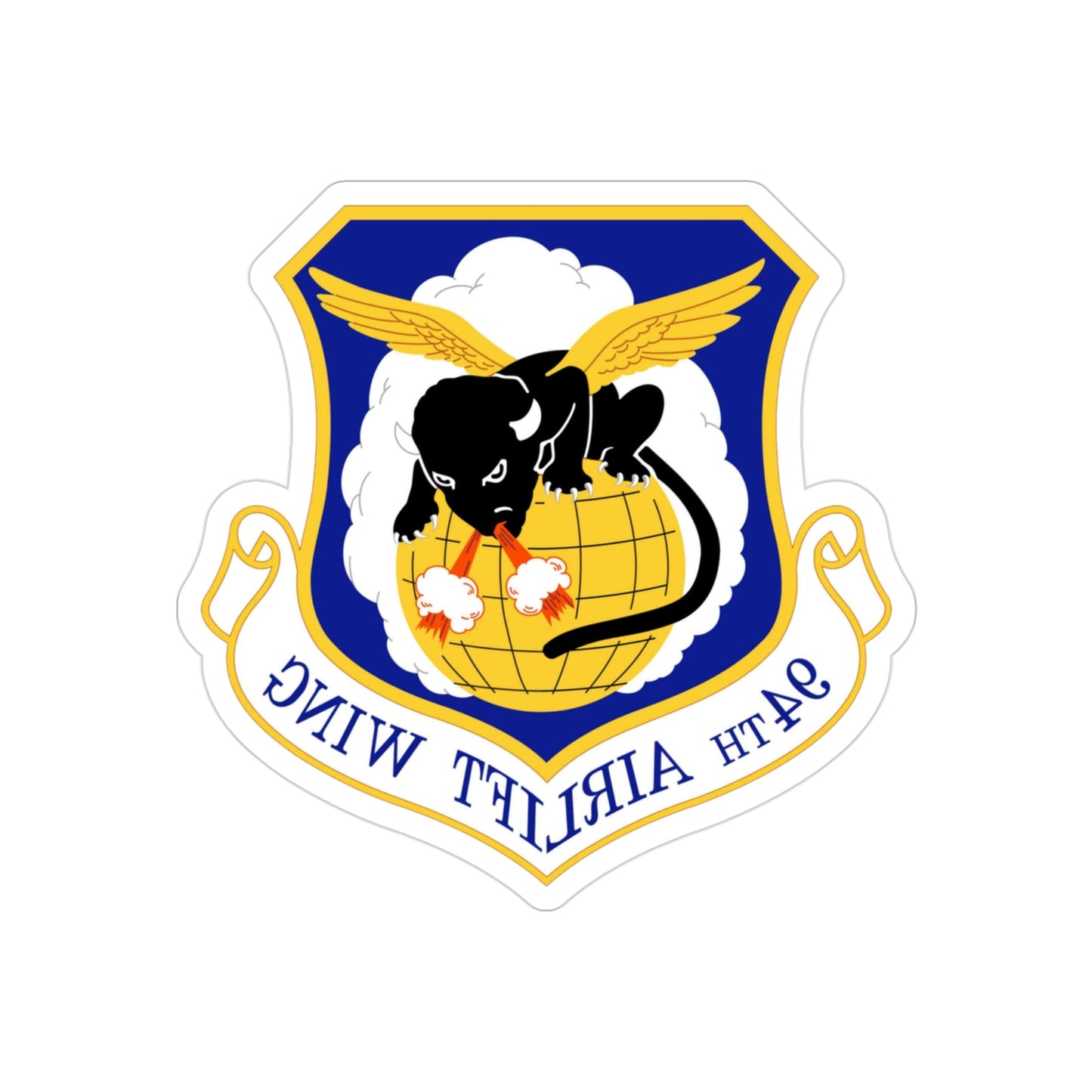 94th Airlift Wing (U.S. Air Force) REVERSE PRINT Transparent STICKER-3" × 3"-The Sticker Space