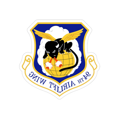 94th Airlift Wing (U.S. Air Force) REVERSE PRINT Transparent STICKER-3" × 3"-The Sticker Space