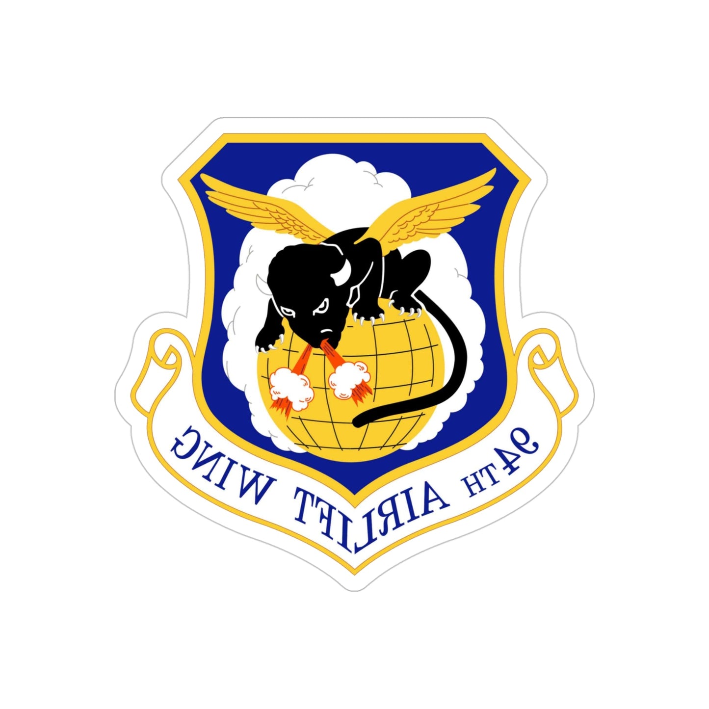 94th Airlift Wing (U.S. Air Force) REVERSE PRINT Transparent STICKER-4" × 4"-The Sticker Space