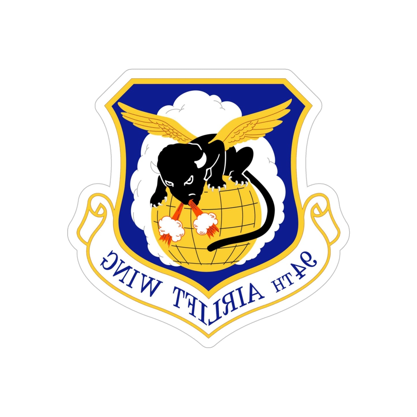 94th Airlift Wing (U.S. Air Force) REVERSE PRINT Transparent STICKER-5" × 5"-The Sticker Space