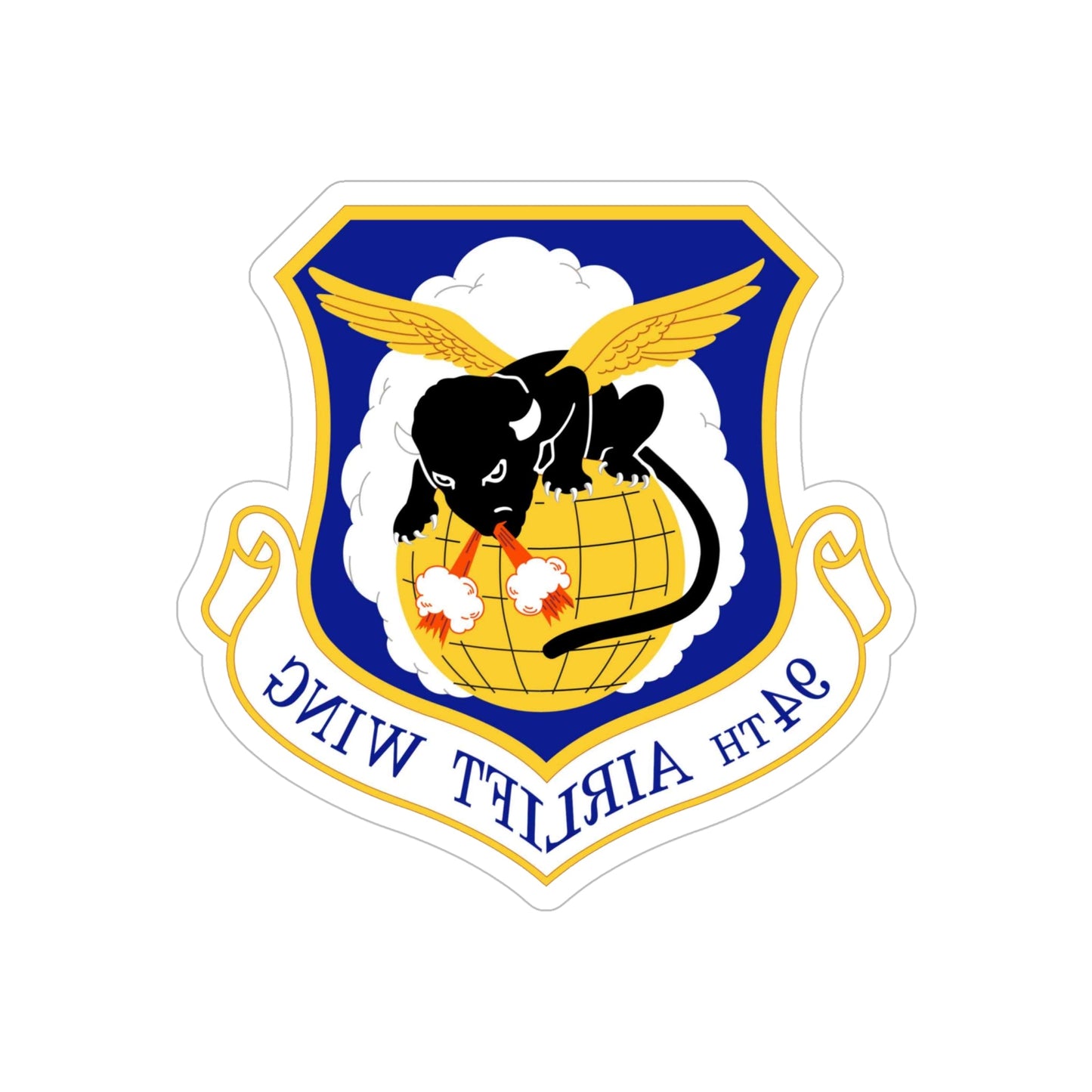 94th Airlift Wing (U.S. Air Force) REVERSE PRINT Transparent STICKER-6" × 6"-The Sticker Space