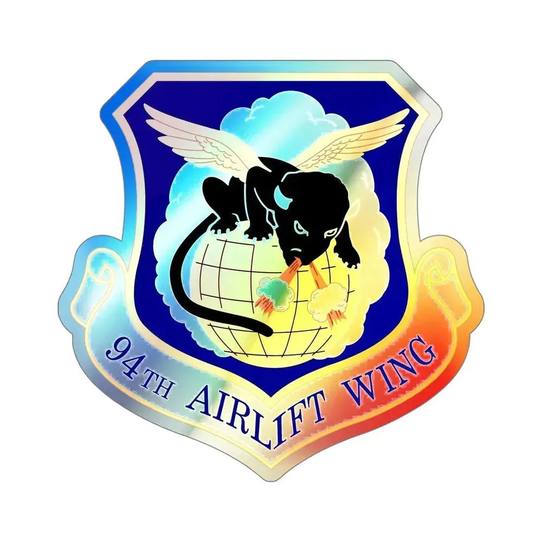 94th Airlift Wing (U.S. Air Force) Holographic STICKER Die-Cut Vinyl Decal 5 Inch Holographic - The Sticker Space