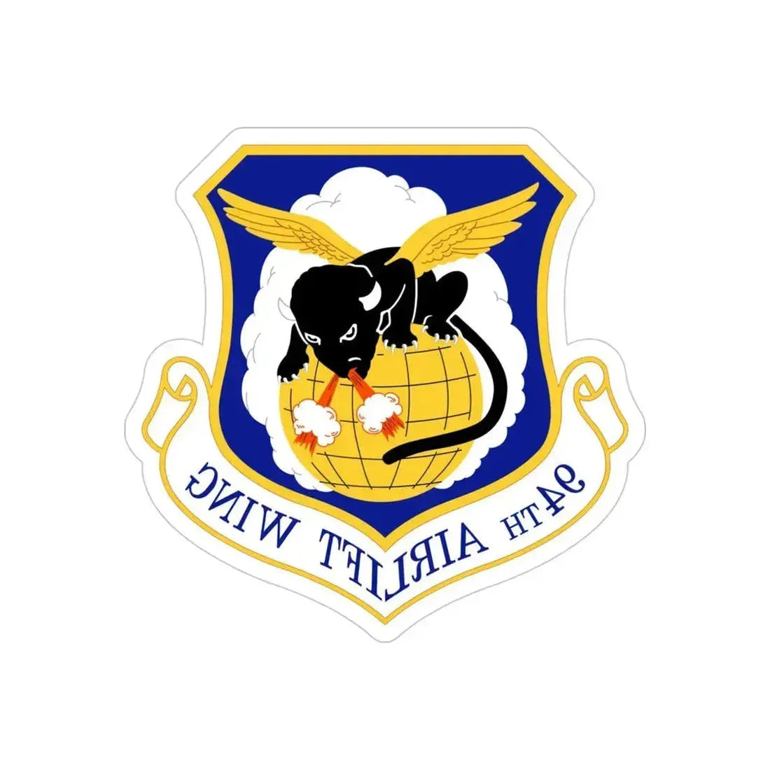 94th Airlift Wing (U.S. Air Force) REVERSE PRINT Transparent Die-Cut STICKER 4 Inch Die-Cut Transparent - The Sticker Space