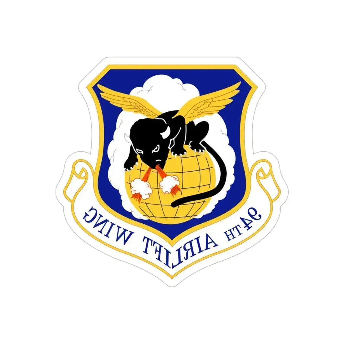 94th Airlift Wing (U.S. Air Force) REVERSE PRINT Transparent Die-Cut STICKER 5 Inch Die-Cut Transparent - The Sticker Space
