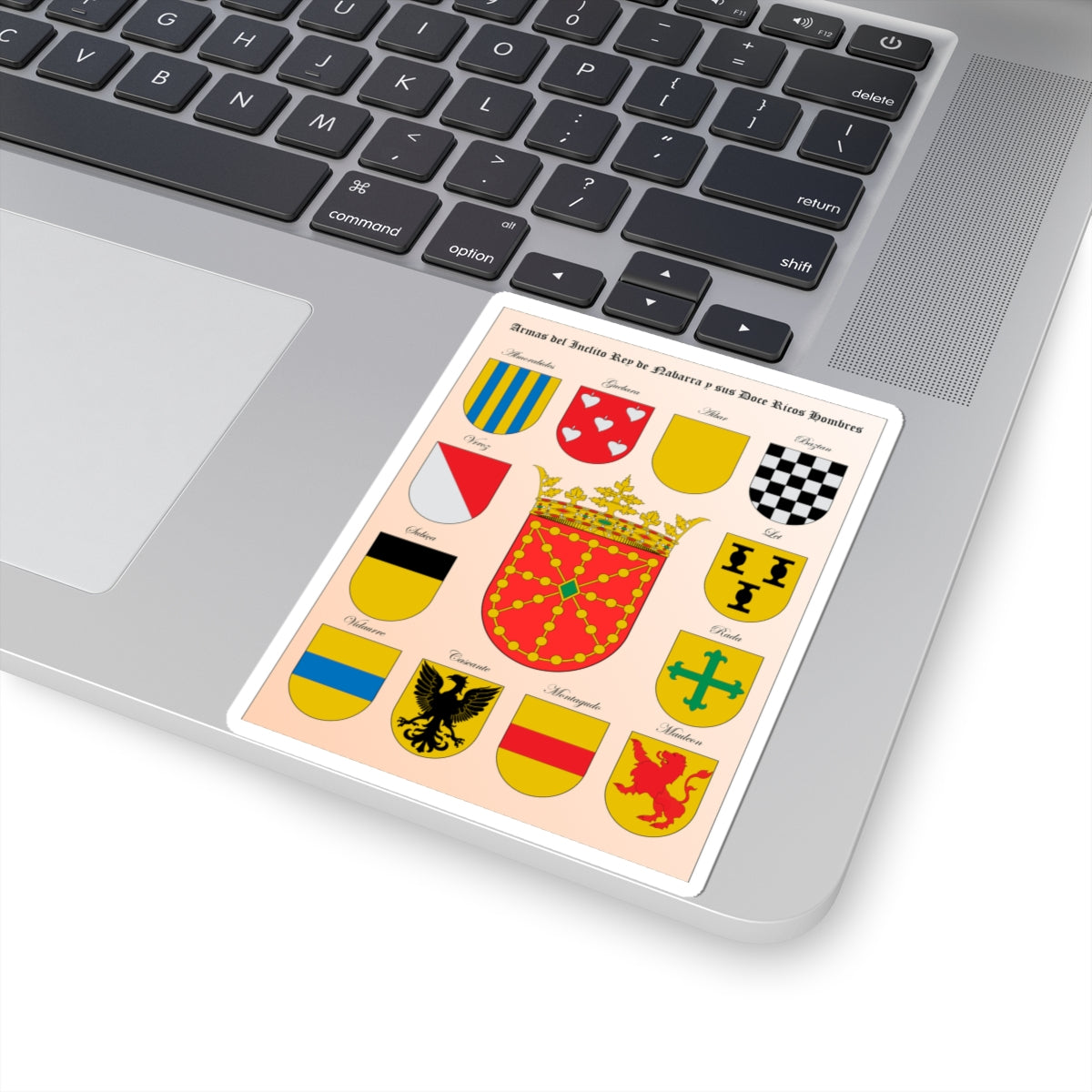 Armas del rey de Navarra y sus doce linajes de ricos hombres (Spain) (Coat of Arms) STICKER Vinyl Kiss-Cut Decal