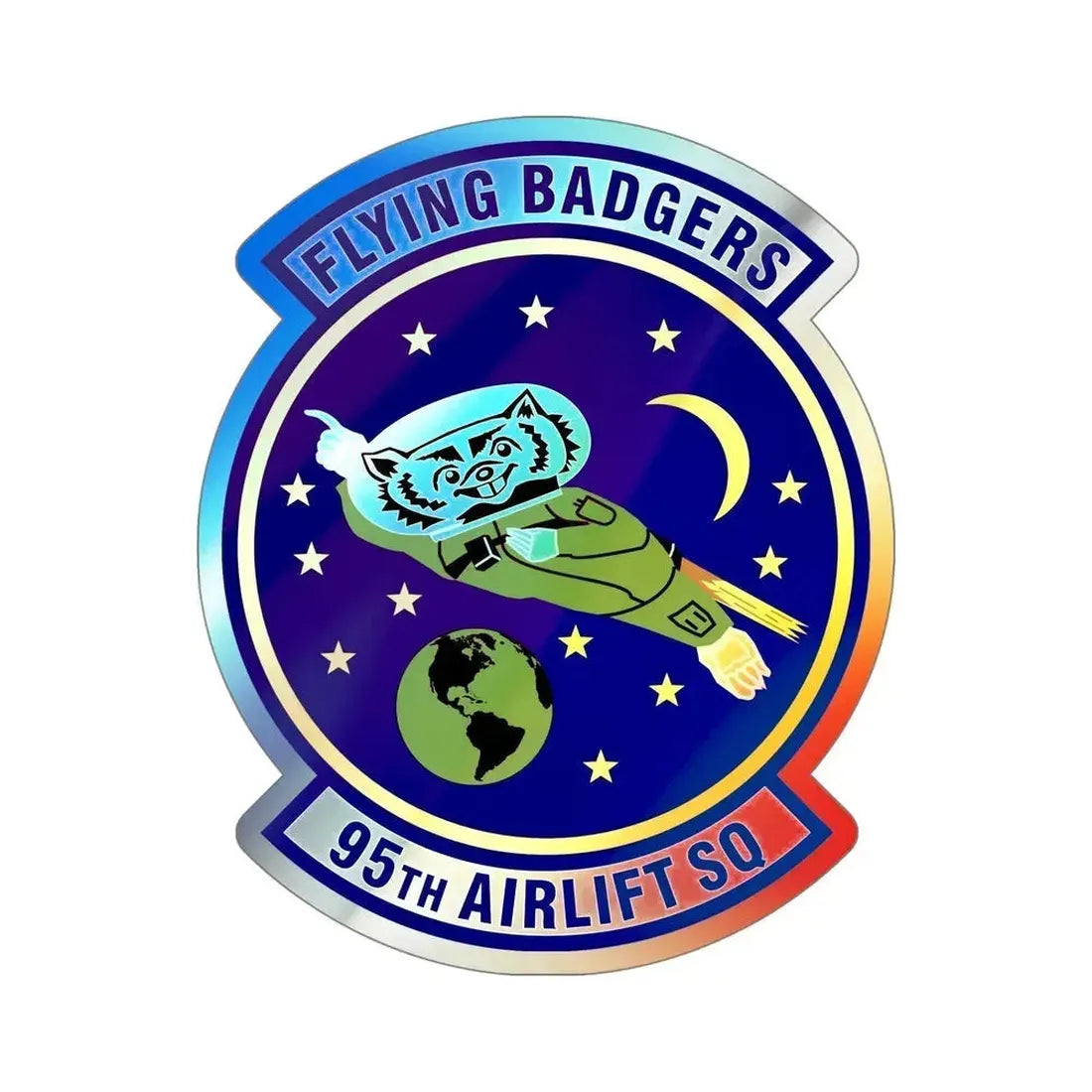 95th Airlift Squadron (U.S. Air Force) Holographic STICKER Die-Cut Vinyl Decal 5 Inch Holographic - The Sticker Space