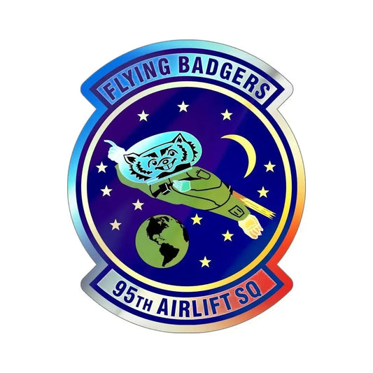 95th Airlift Squadron (U.S. Air Force) Holographic STICKER Die-Cut Vinyl Decal 6 Inch Holographic - The Sticker Space