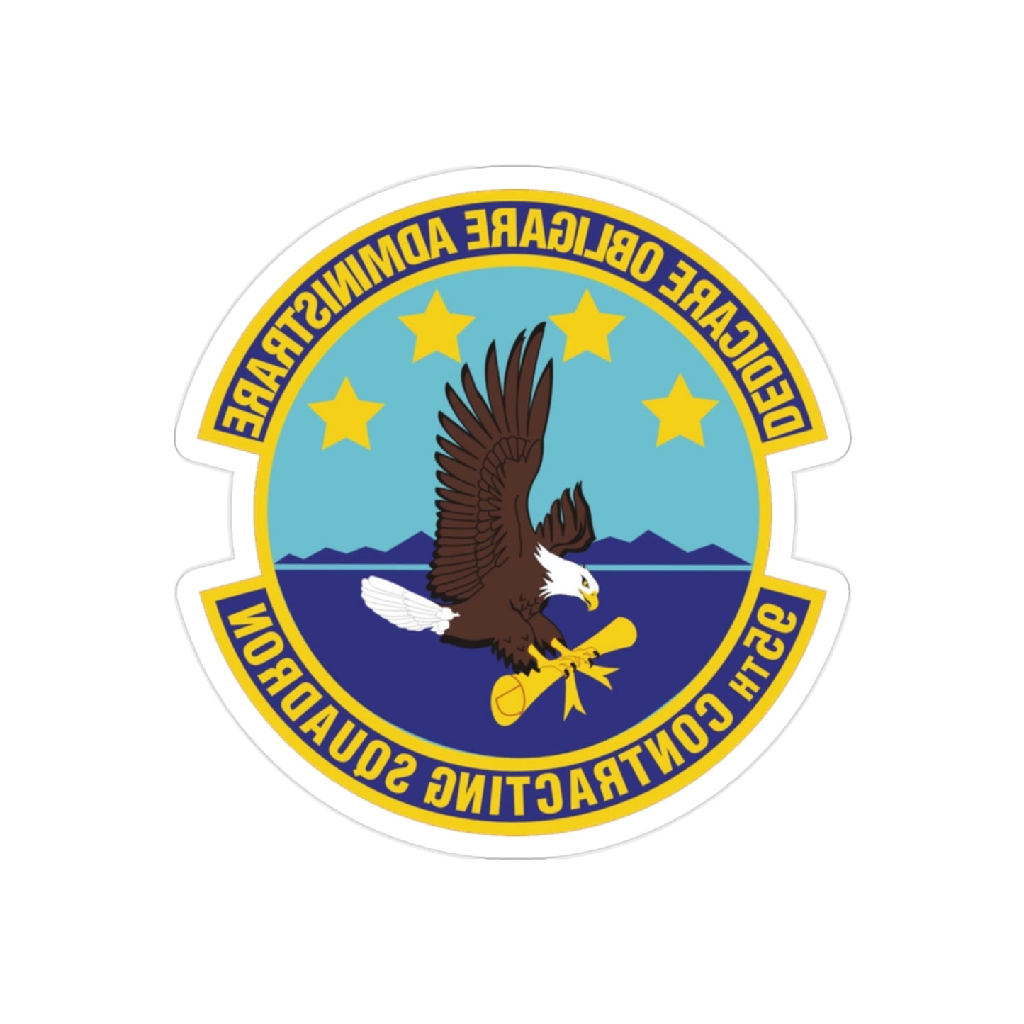 95th Contracting Squadron (U.S. Air Force) REVERSE PRINT Transparent STICKER-2" × 2"-The Sticker Space