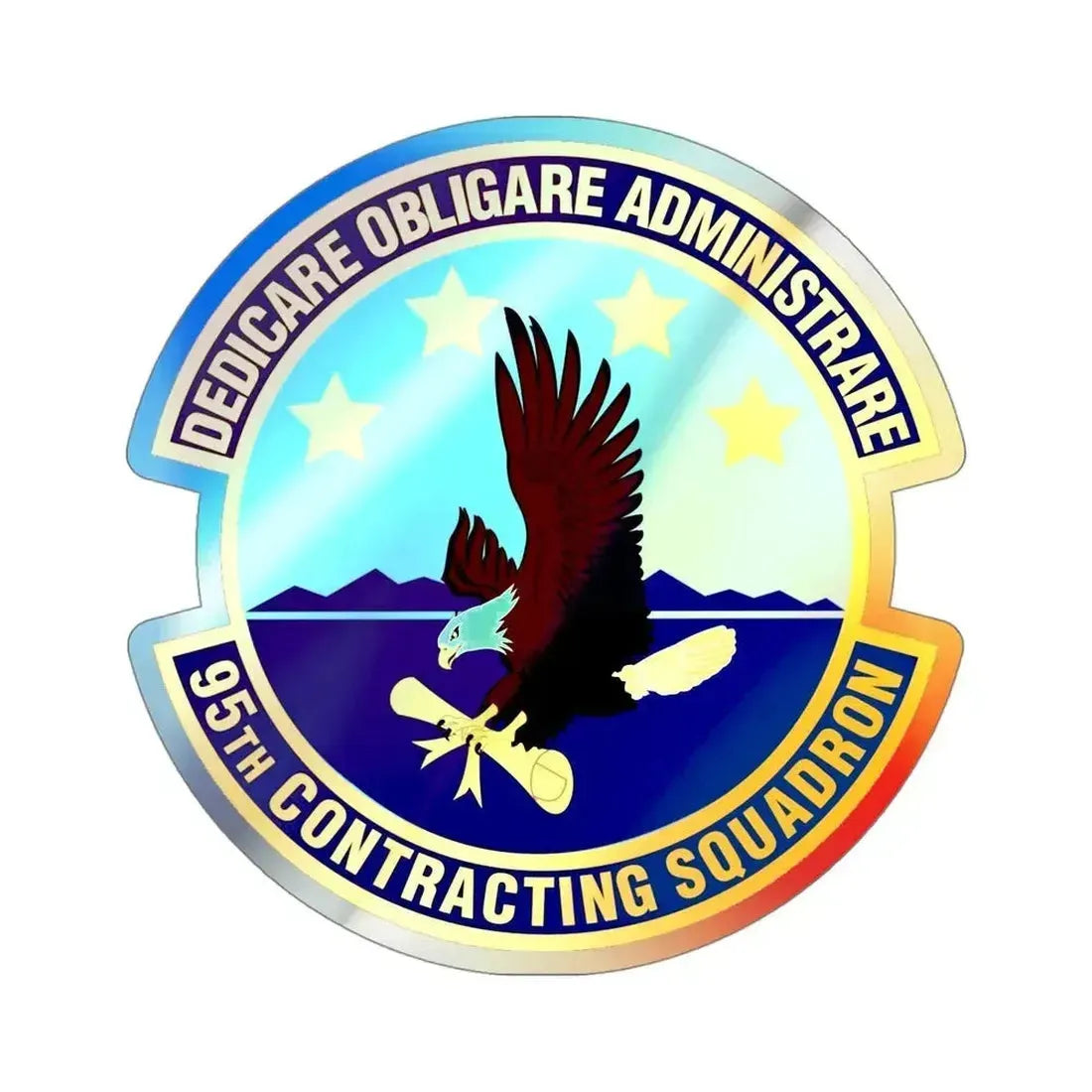 95th Contracting Squadron (U.S. Air Force) Holographic STICKER Die-Cut Vinyl Decal 4 Inch Holographic - The Sticker Space