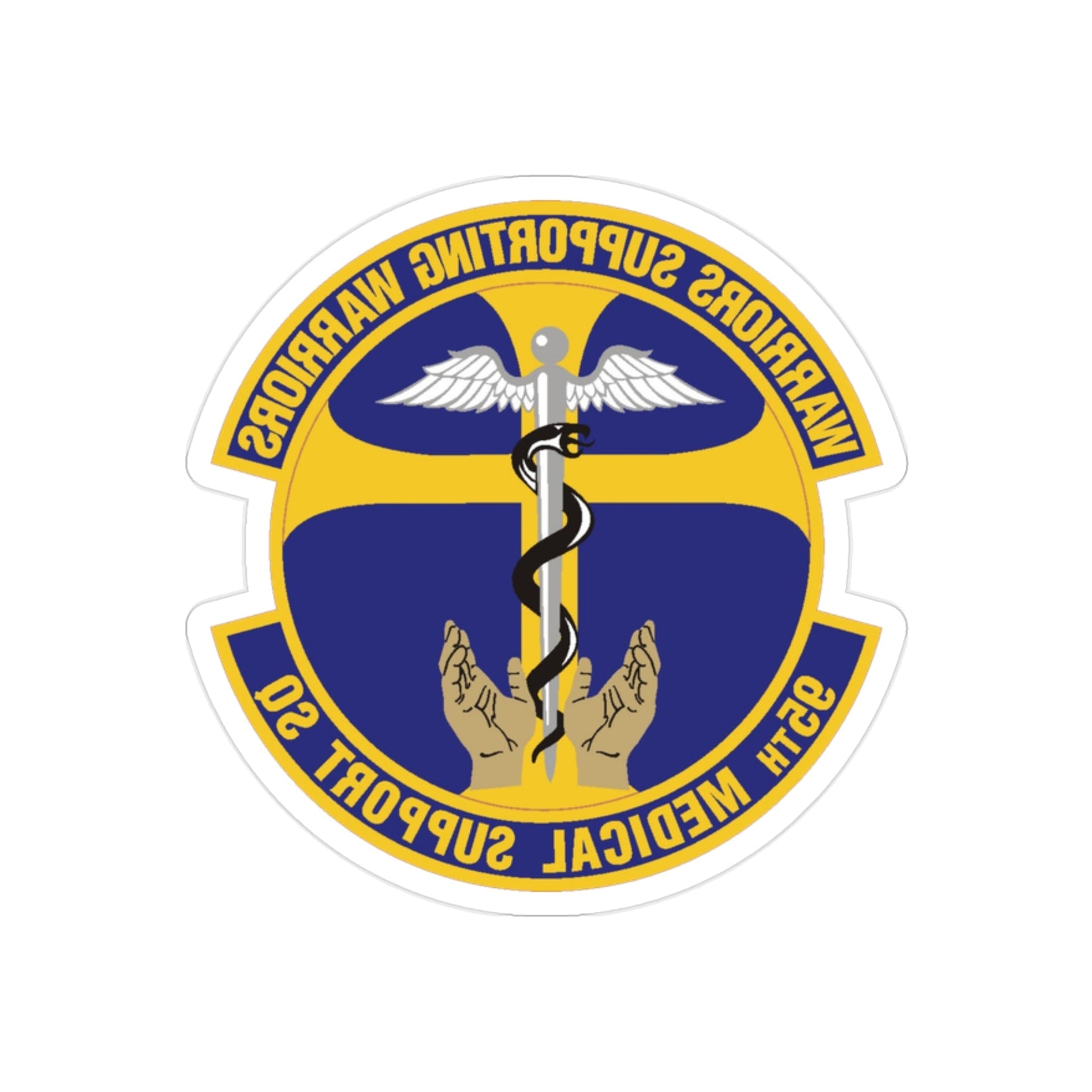 95th Medical Support Squadron (U.S. Air Force) REVERSE PRINT Transparent STICKER-2" × 2"-The Sticker Space