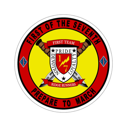 1st Battalion 7th Marines (USMC) STICKER Vinyl Kiss-Cut Decal-4" × 4"-White-The Sticker Space