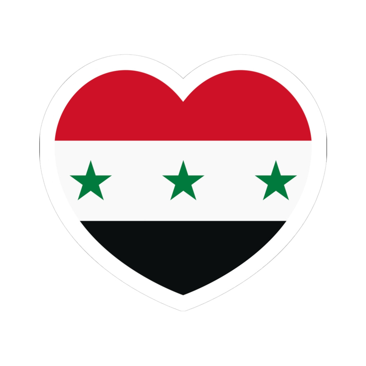 Iraq 1963-1991 and Syria 1963-1972 flag heart white (Iraq) STICKER Vinyl Kiss-Cut Decal
