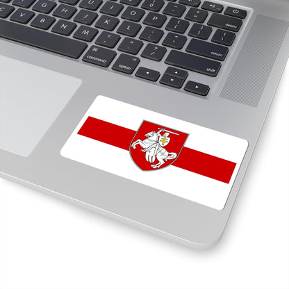 Flag of Belarus w-r-w with Arms 2020 (Belarus) STICKER Vinyl Kiss-Cut Decal
