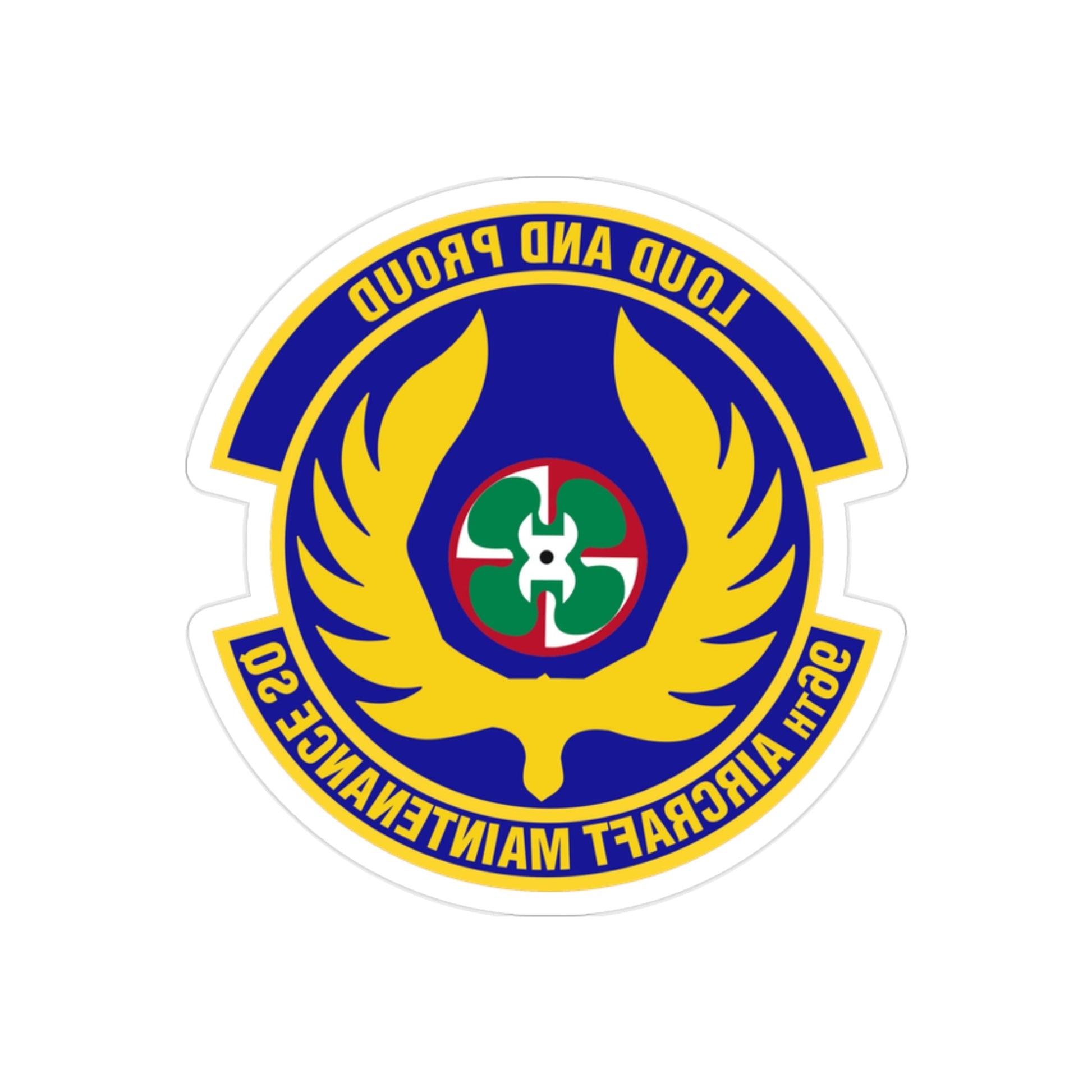 96th Aircraft Maintenance Squadron (U.S. Air Force) REVERSE PRINT Transparent STICKER-2" × 2"-The Sticker Space