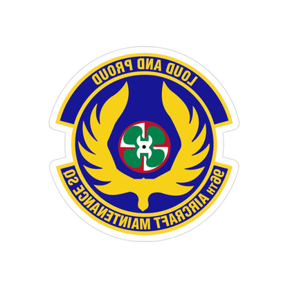 96th Aircraft Maintenance Squadron (U.S. Air Force) REVERSE PRINT Transparent STICKER-3" × 3"-The Sticker Space