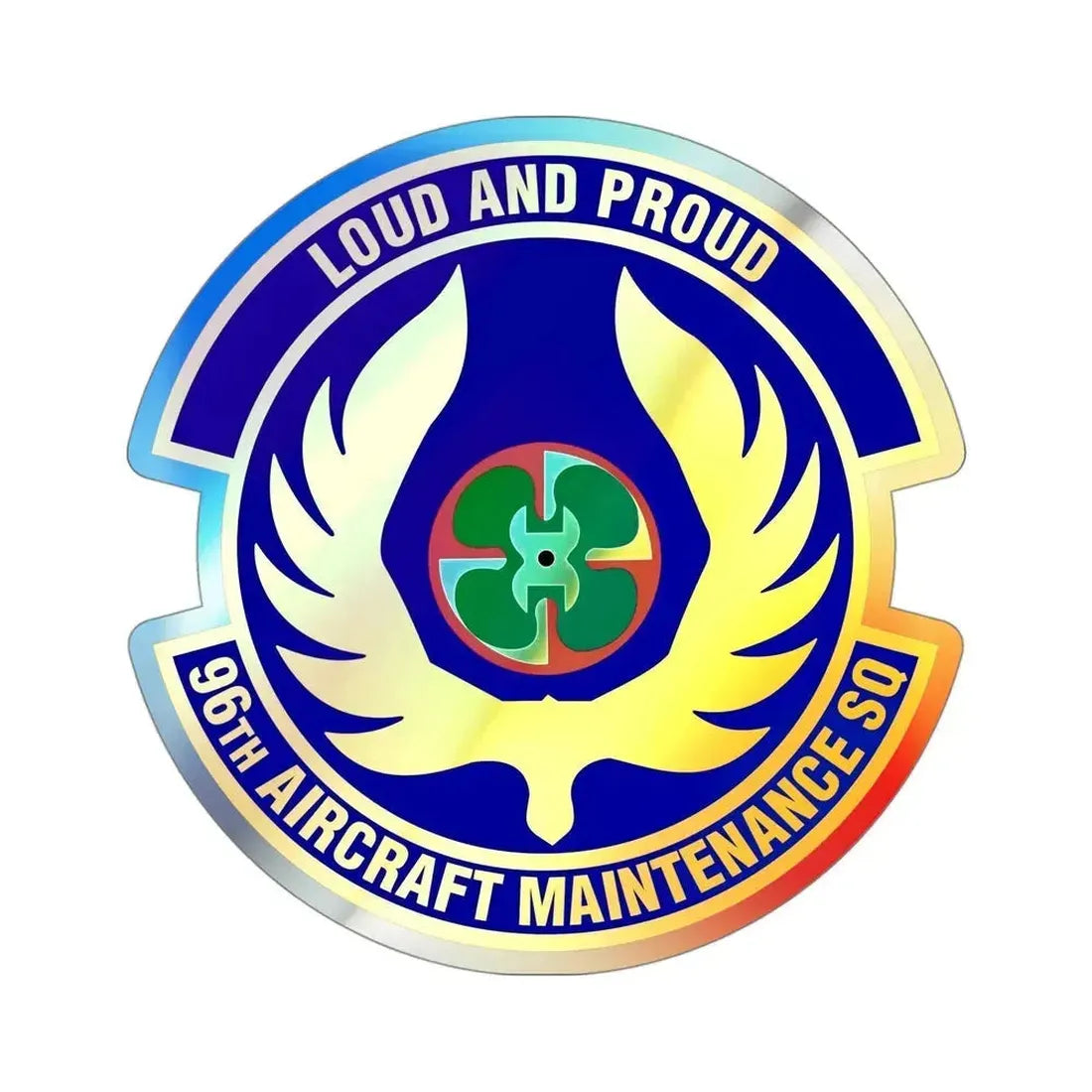 96th Aircraft Maintenance Squadron (U.S. Air Force) Holographic STICKER Die-Cut Vinyl Decal 4 Inch Holographic - The Sticker Space
