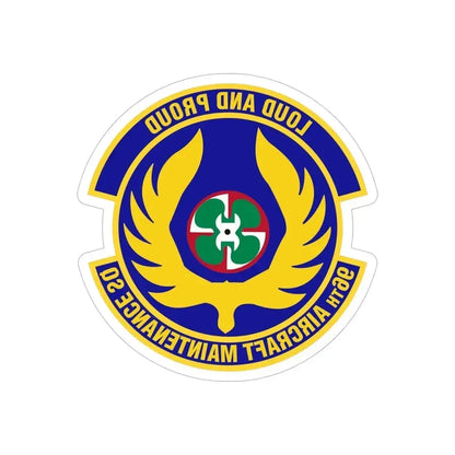 96th Aircraft Maintenance Squadron (U.S. Air Force) REVERSE PRINT Transparent Die-Cut STICKER 5 Inch Die-Cut Transparent - The Sticker Space