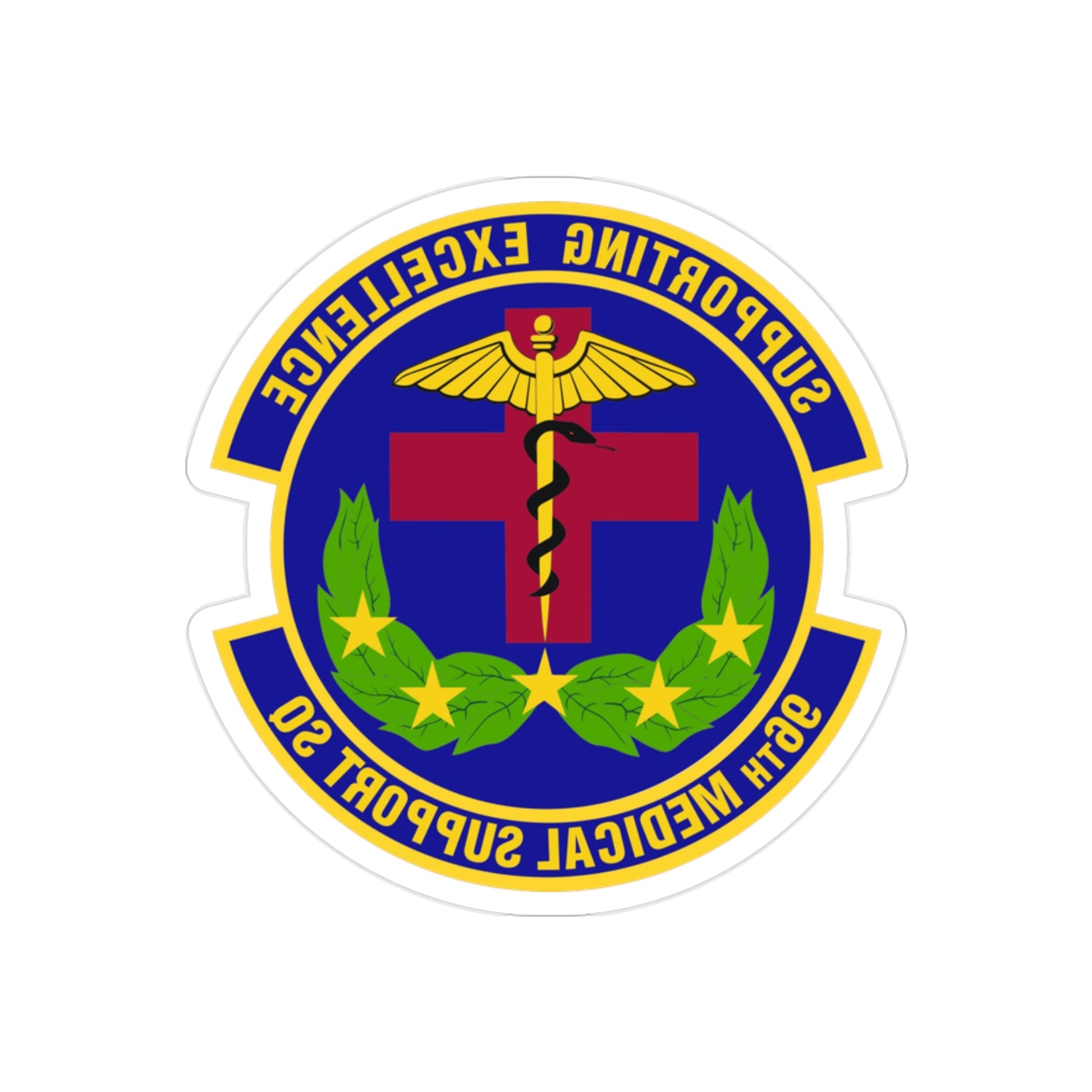 96th Medical Support Squadron (U.S. Air Force) REVERSE PRINT Transparent STICKER-2" × 2"-The Sticker Space