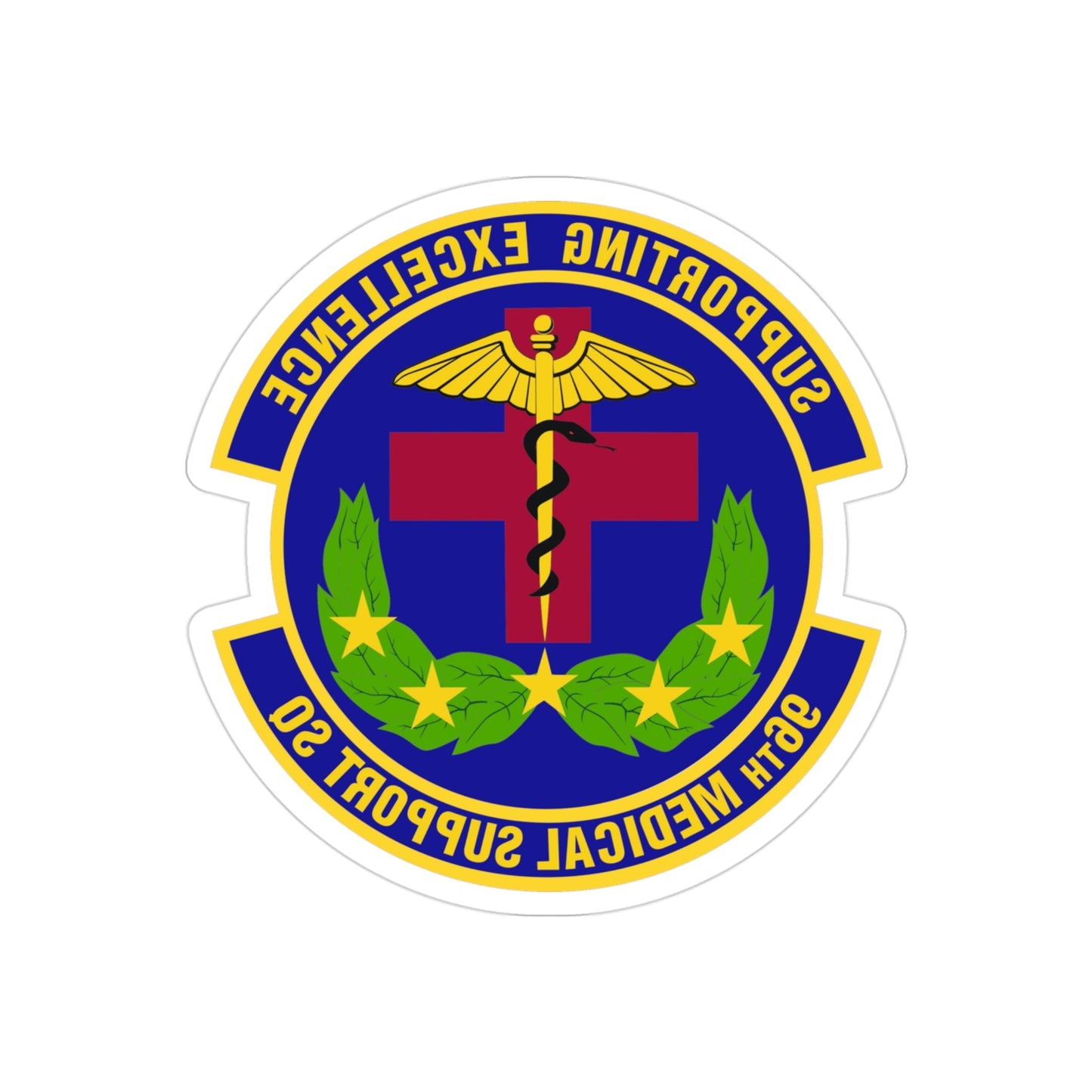 96th Medical Support Squadron (U.S. Air Force) REVERSE PRINT Transparent STICKER-3" × 3"-The Sticker Space