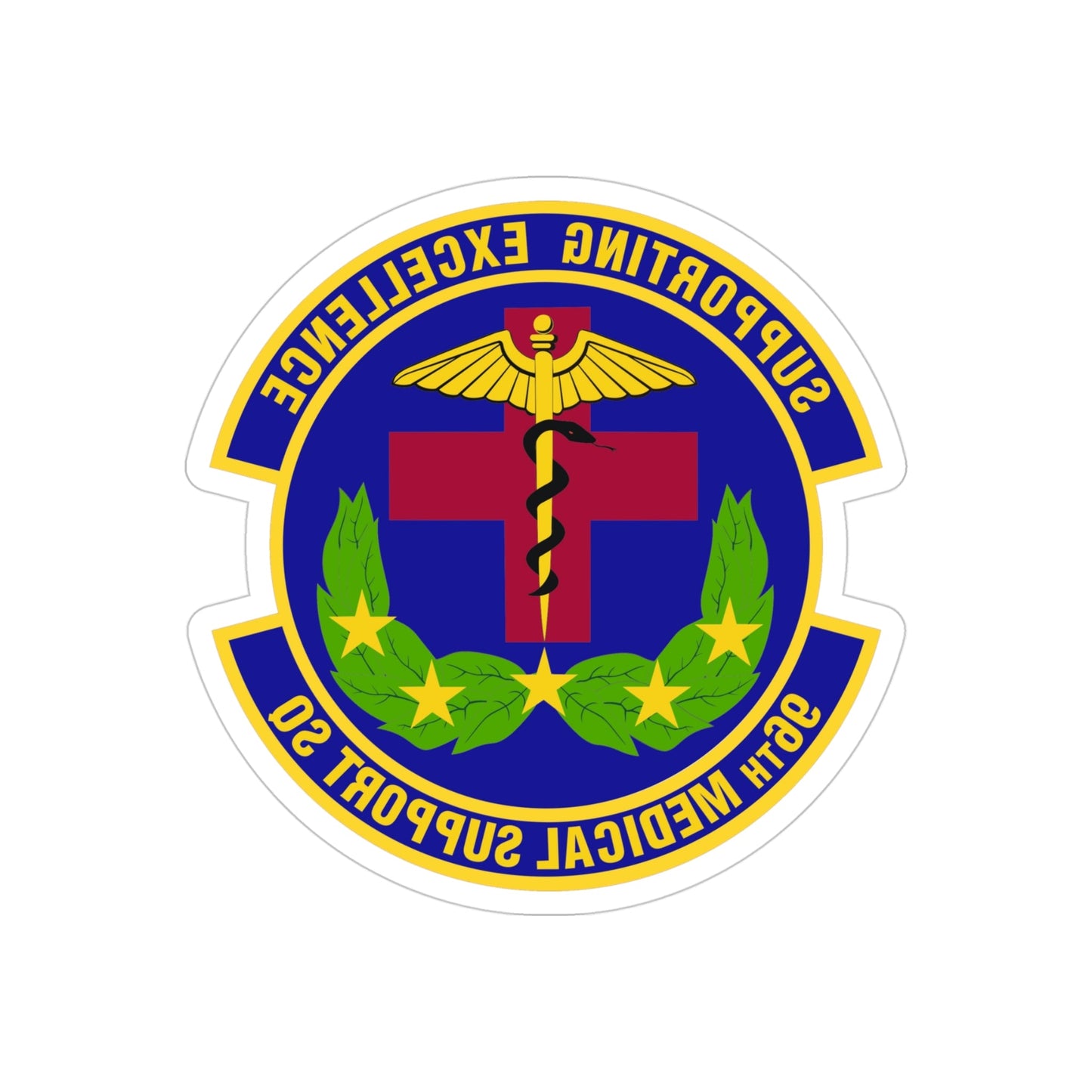 96th Medical Support Squadron (U.S. Air Force) REVERSE PRINT Transparent STICKER-4" × 4"-The Sticker Space