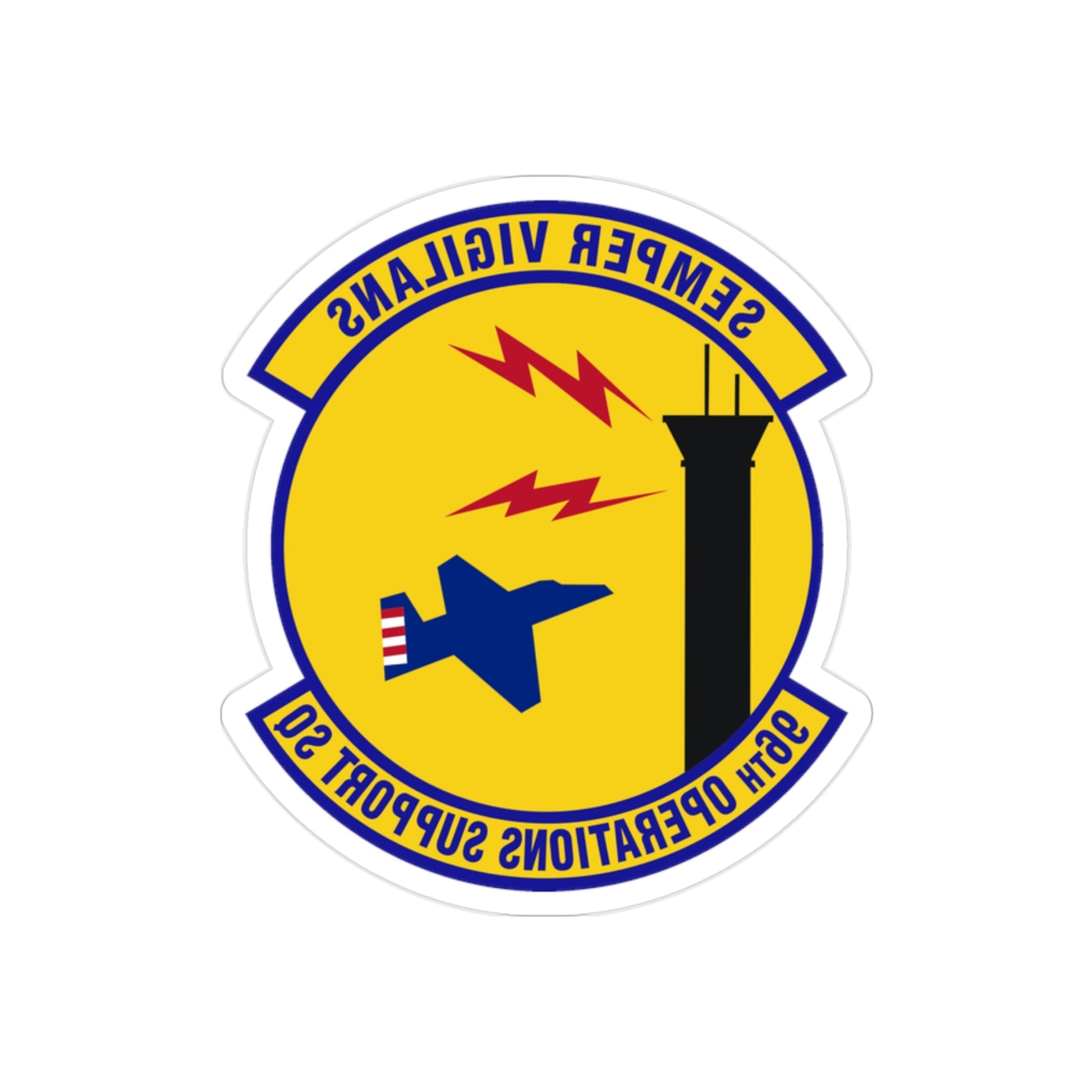 96th Operations Support Squadron (U.S. Air Force) REVERSE PRINT Transparent STICKER-2" × 2"-The Sticker Space