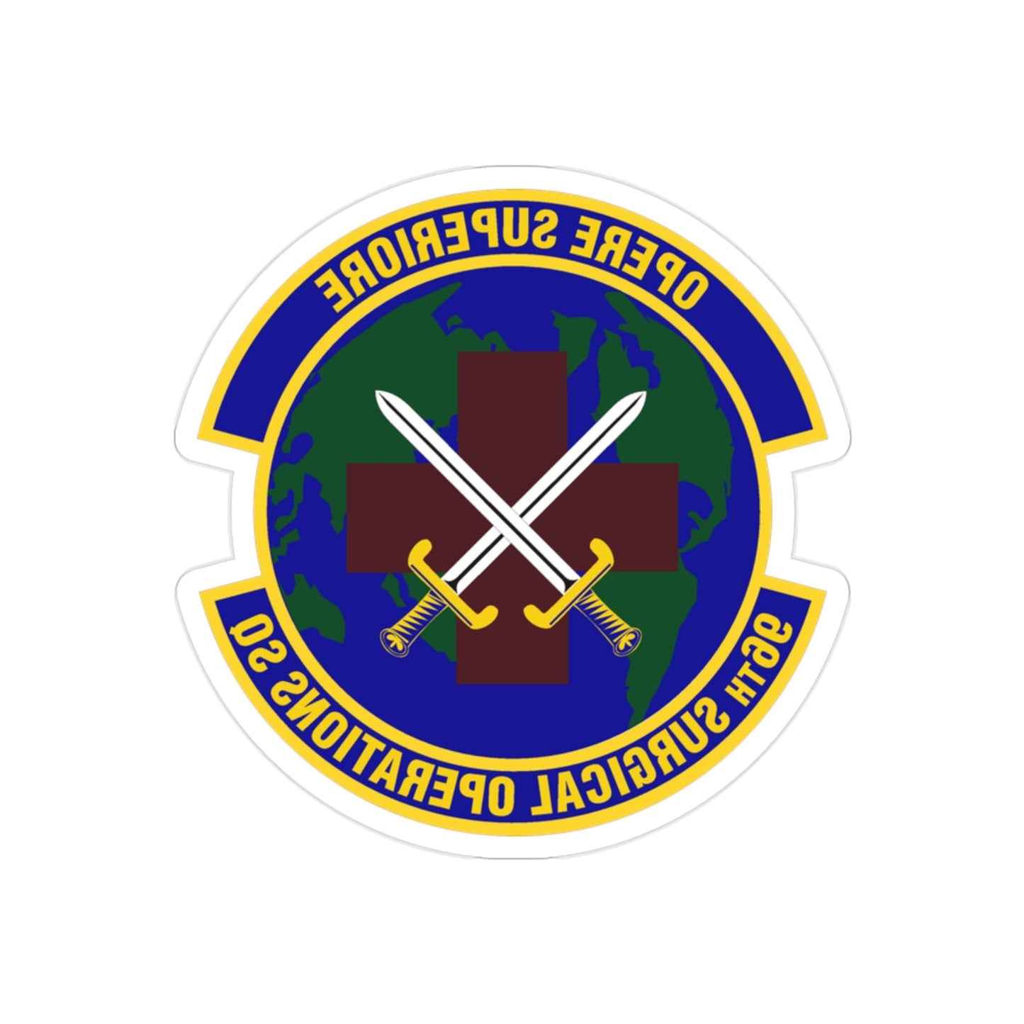 96th Surgical Operations Squadron (U.S. Air Force) REVERSE PRINT Transparent STICKER-2" × 2"-The Sticker Space