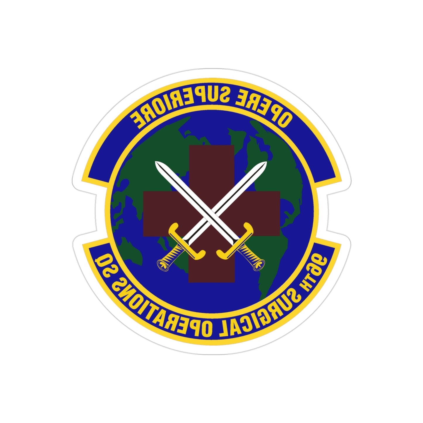 96th Surgical Operations Squadron (U.S. Air Force) REVERSE PRINT Transparent STICKER-3" × 3"-The Sticker Space