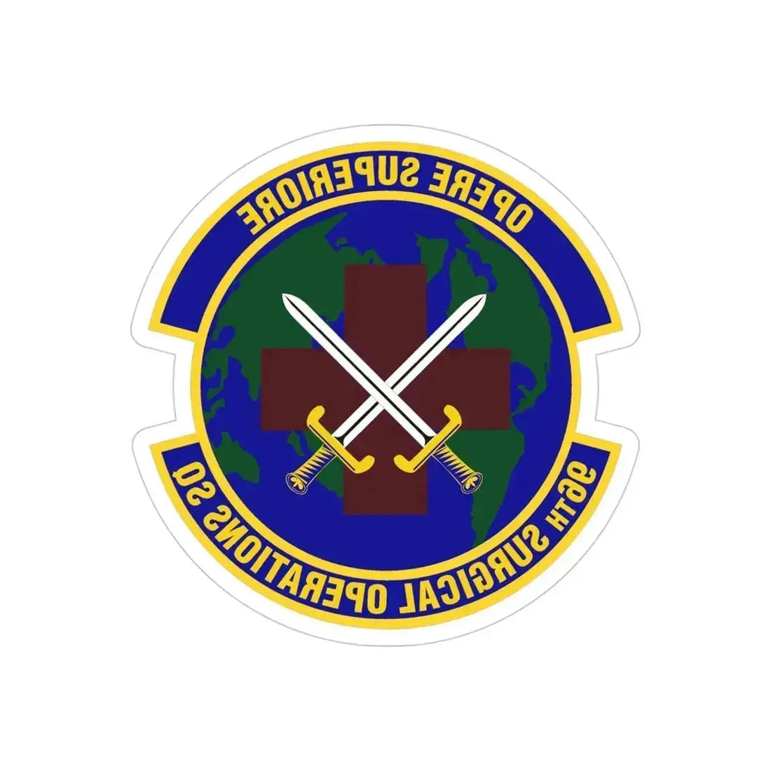 96th Surgical Operations Squadron (U.S. Air Force) REVERSE PRINT Transparent Die-Cut STICKER 4 Inch Die-Cut Transparent - The Sticker Space