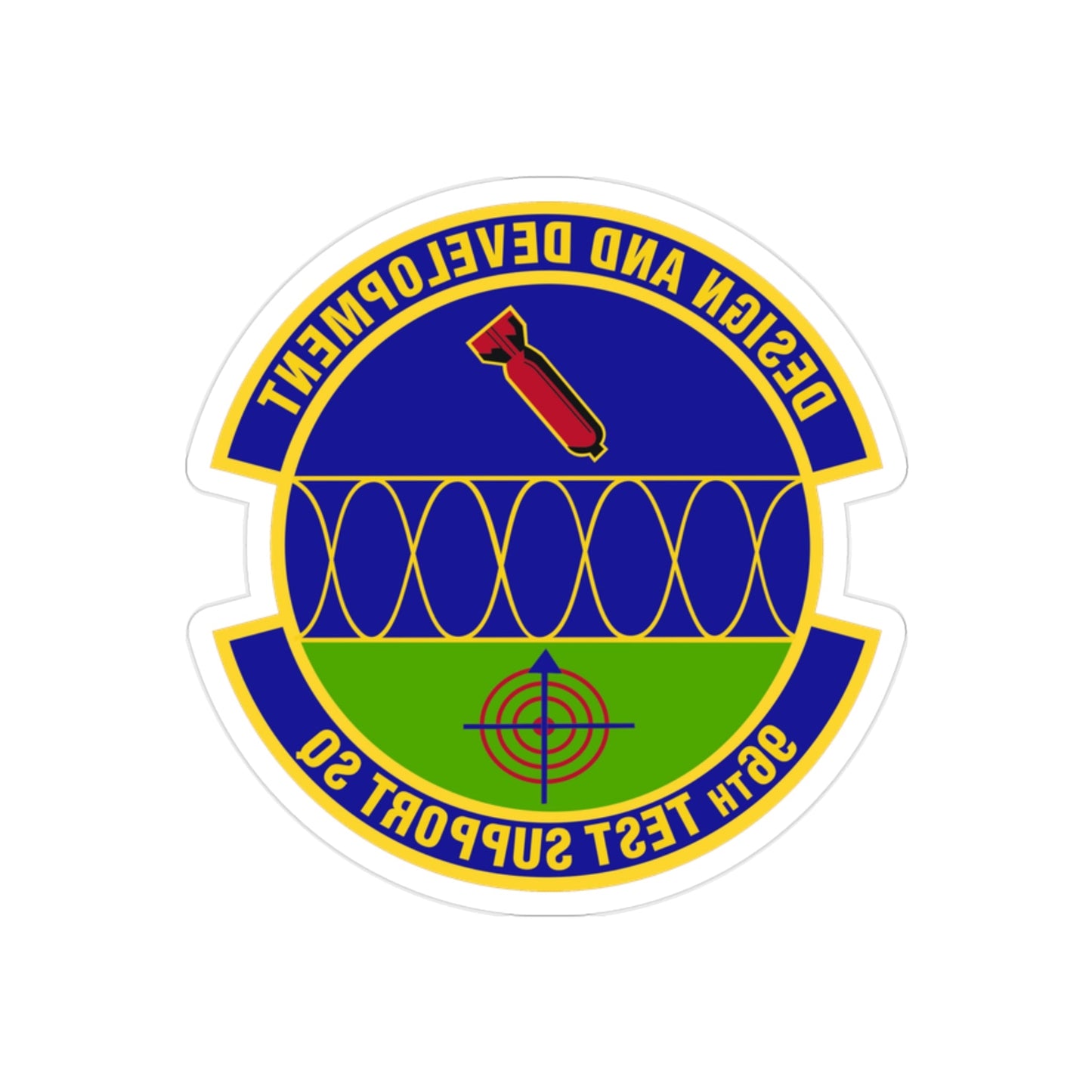 96th Test Support Squadron (U.S. Air Force) REVERSE PRINT Transparent STICKER-2" × 2"-The Sticker Space